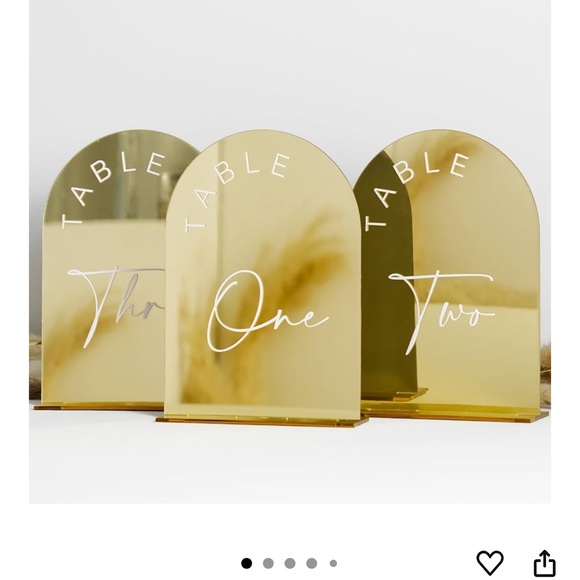 Elegant Gold Table Signs with White Script